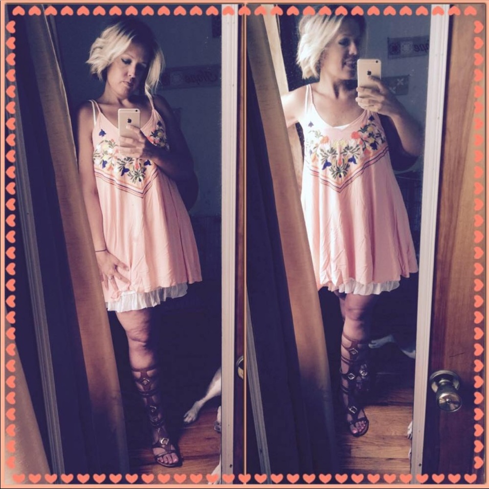 Adorable Boho dress and slip size Large